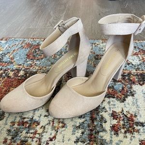 Dream Pairs Nude Strap Closed Toe Heel